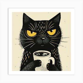 Cat With A Cup Of Coffee 2 Art Print