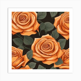 Orange Roses Seamless Pattern 5 Art Print