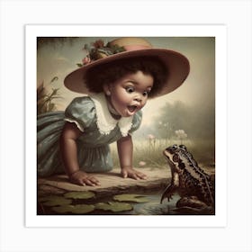 Little Girl With Frog Art Print