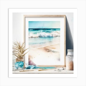 Beach Watercolor Print Art Print