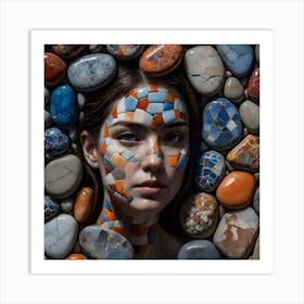 Portrait Of A Woman In A Mosaic Art Print