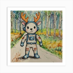 Reindeer In Space Art Print