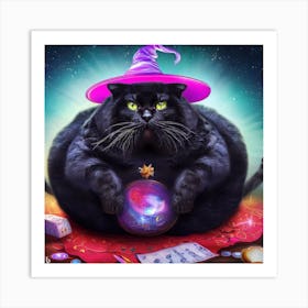 Black Cat Witch Art Print