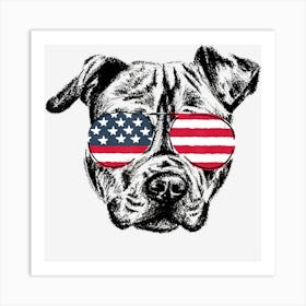 Trending American Pitbull American Flag 4th Of July Art Print