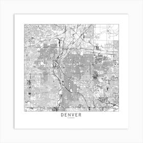 Denver White Map Square Art Print