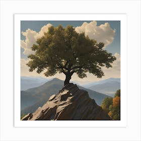 Tree On Top Of Rock Art Print