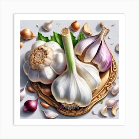 Garlic And Garlic Cloves Art Print