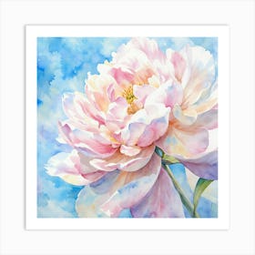 Peony Watercolor Painting Art Print