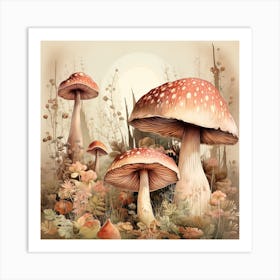 Mushrooms In The Meadow Art Print