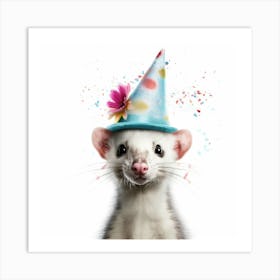 Ferret In A Party Hat Art Print