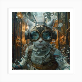 Steampunk Cat Art Print