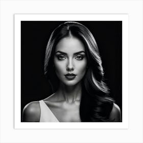 Beautiful Woman In Black And White Art Print