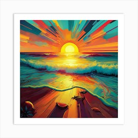 Sunset On The Beach 15 Art Print