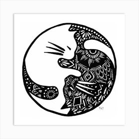 Yin Yang Kitty Art Print