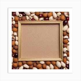 Frame With Nuts On A Brown Background Art Print