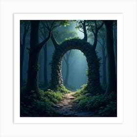 Mysterious Portal In A Dark Forest Leading To Another World 1 Art Print