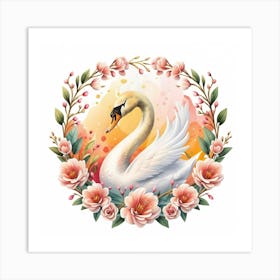 Elegant Swan in a Blooming Art Print