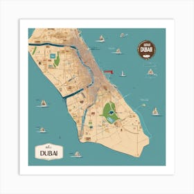 Dubai City Map Art Print