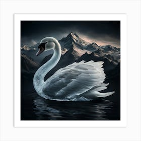 Swan In Water 1 Art Print