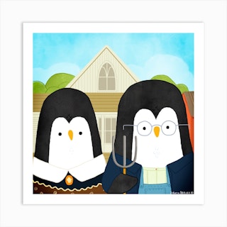 American Goth Penguins Art Series Art Print