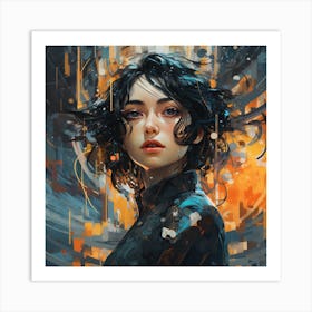 Girl With Black Hair Art Print