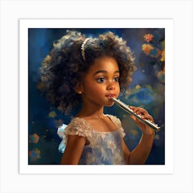 Little Girl Playing Flute Art Print