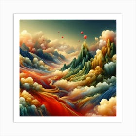 Clouds And Mountains Art Print