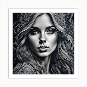 Black And White Portrait Of A Woman 7 Art Print