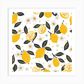 Lemons And Flowers Art Print