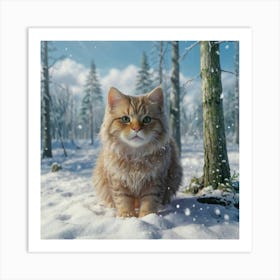 Cat In The Snow Art Print