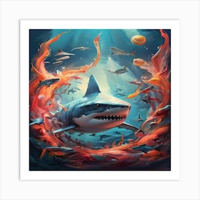 Shark In The Sea Art Print