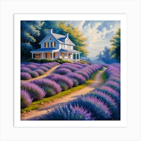 Tranquil Haven Lavender Fields And White House (1) Art Print