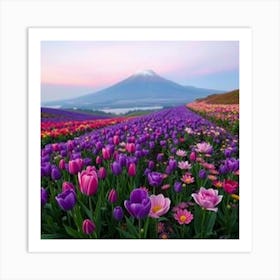 Tulips In A Field Art Print