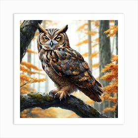 Owl In The Forest 207 Art Print