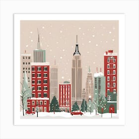 New York City Winter Travel Christmas Painting Art Print