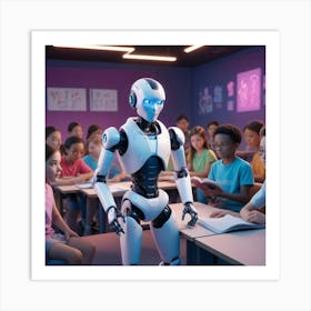 Robot In Classroom 15 Art Print