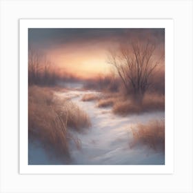 Sunset In The Snow Art Print