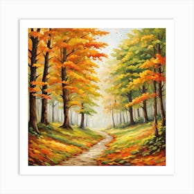 Forest In Autumn In Minimalist Style Square Composition 232 Art Print