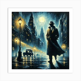 Detective At Night Art Print