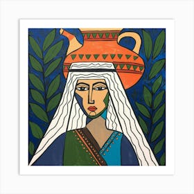 A Stylized Painting Of A Palestinian Woman Art Print