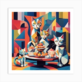 Cats Hi Tea Art Print