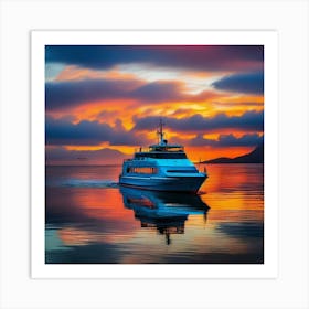 Sunset On A Boat 19 Art Print