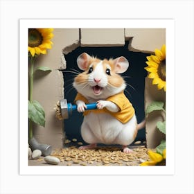 Hamster With Hammer 1 Art Print