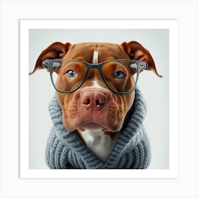 Dog With Glasses, portrait of a dog isolated on white created Art Print