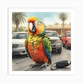 Parrot In The Parking Lot Art Print