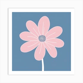 A White And Pink Flower In Minimalist Style Square Composition 245 Art Print