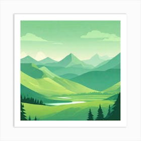 Misty mountains background in green tone 61 Art Print