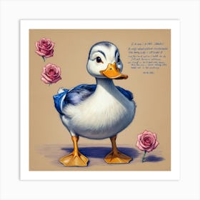 Duck With Roses 6 Art Print