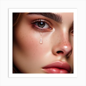 Missing You 3/4 (sad girl female tear gone lost lonely crying weeping  depressed longing desire broken) Art Print