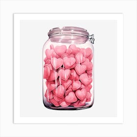 Pink Hearts In A Jar 1 Art Print